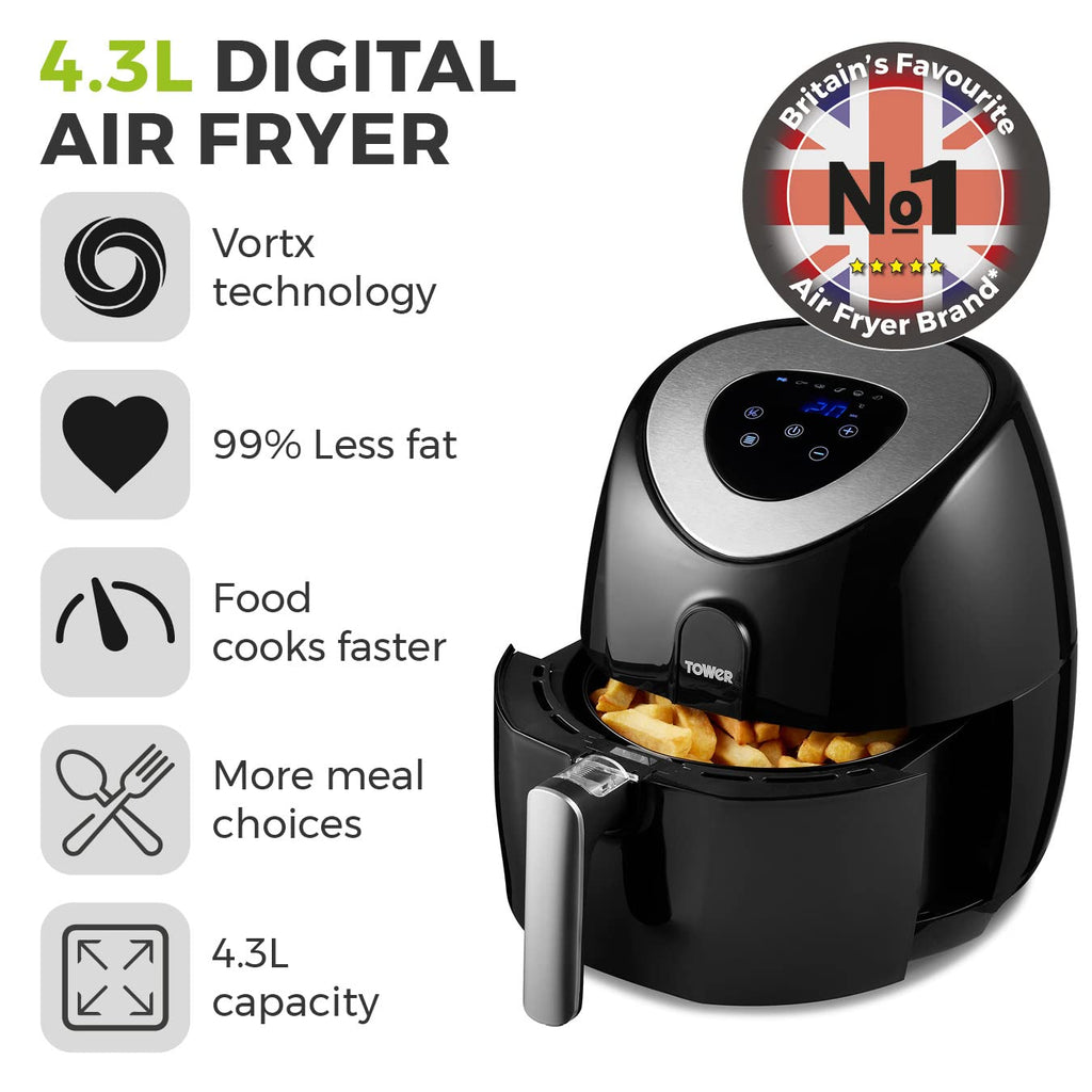 Tower Vortx T17024 Digital Air Fryer Oven | 4.3L Capacity – Black
