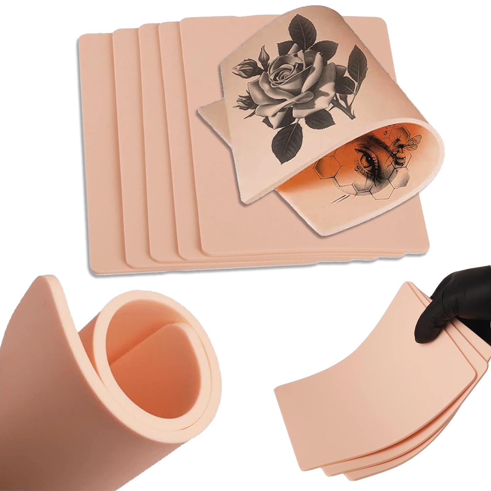PEPAX 3mm Tattoo Practice Skin | 10Pcs Double-Sided Silicone Fake Skin