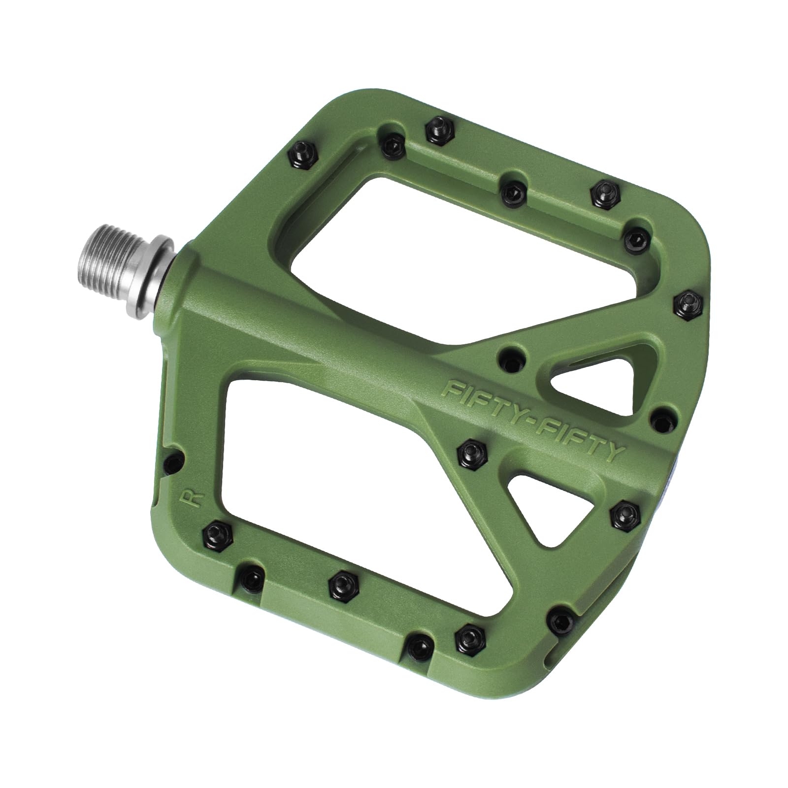 FIFTY-FIFTY MTB Pedals | Nylon Composite 9/16" Wide Flat Platform - Olive