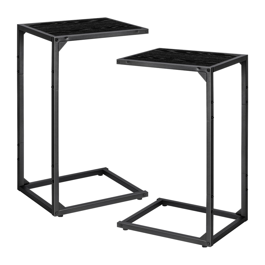 Jolof Store C-Shaped Side Tables - Set of 2 Industrial Wood & Metal
