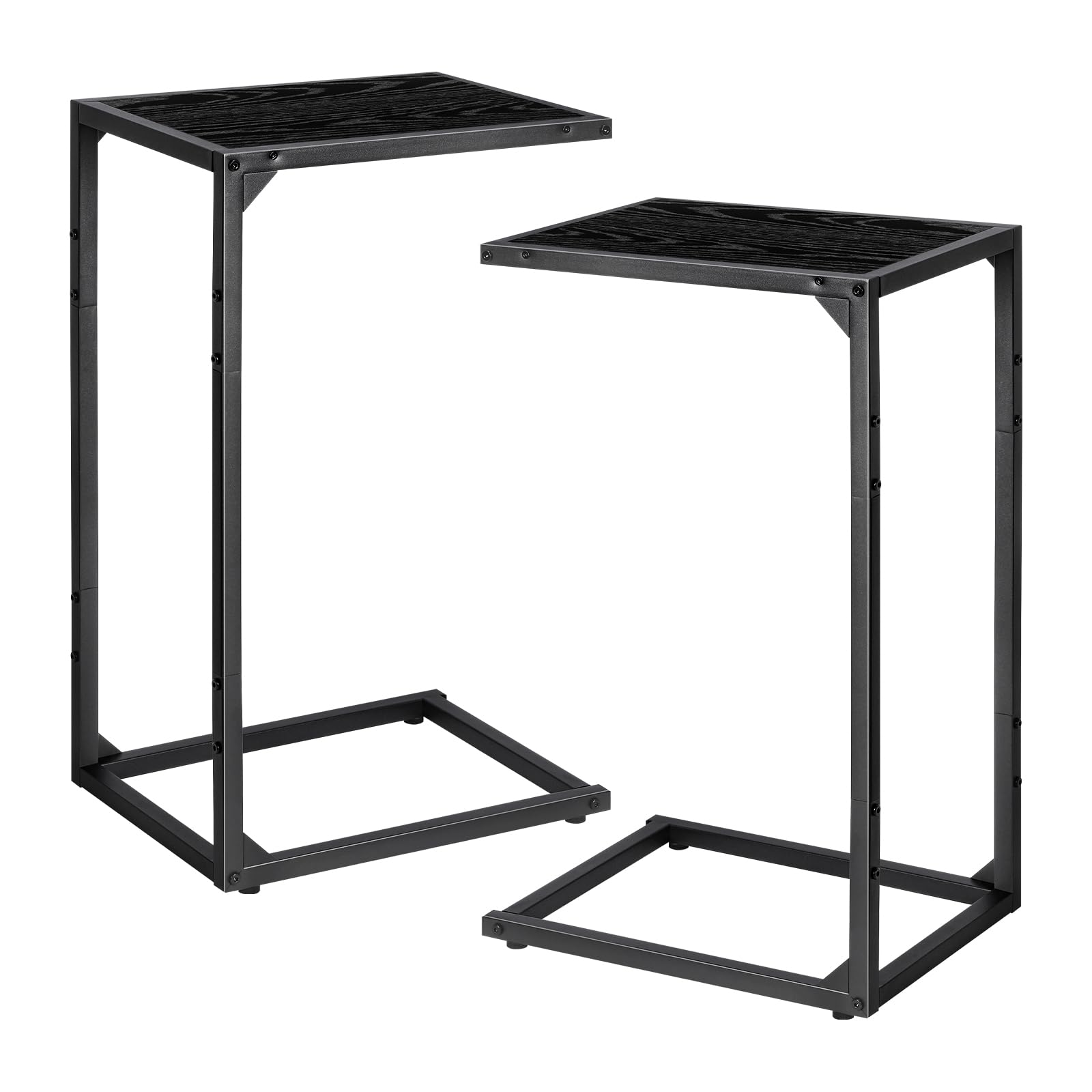 Jolof Store C-Shaped Side Tables - Set of 2 Industrial Wood & Metal