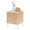 Awhtixbo Modern Fluted Bedside Table | 2-Drawer Wooden Nightstand