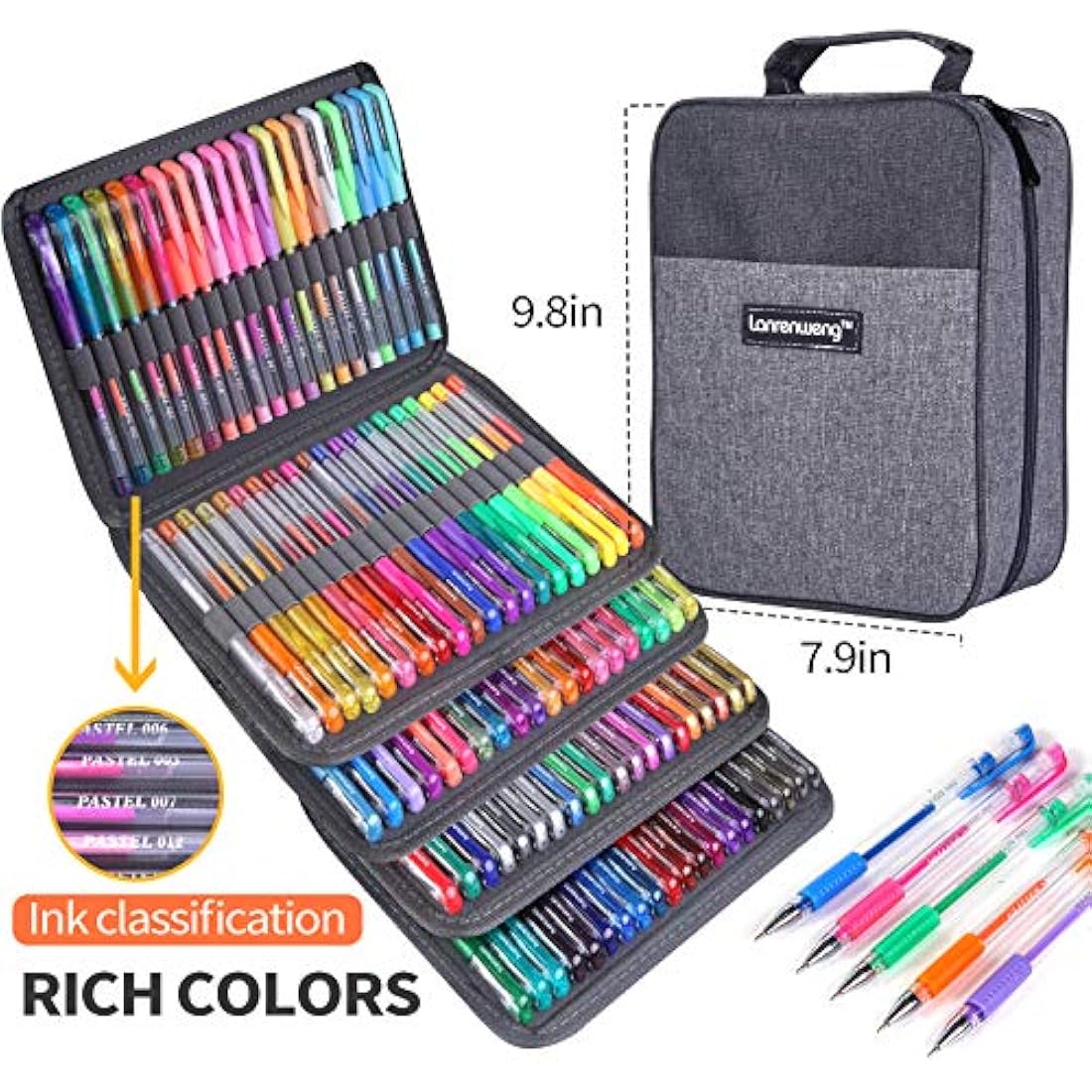 LANRENWENG 240 Pack Gel Pens Set - 120 Colors with Refills for Coloring