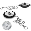 QINCINA 2 Pcs Universal Sink Plug, Black Rubber, 43mm, 23mm, Kitchen & Bathroom Sink Plug Replacement, 40cm Stainless Steel Chain 2 Pack