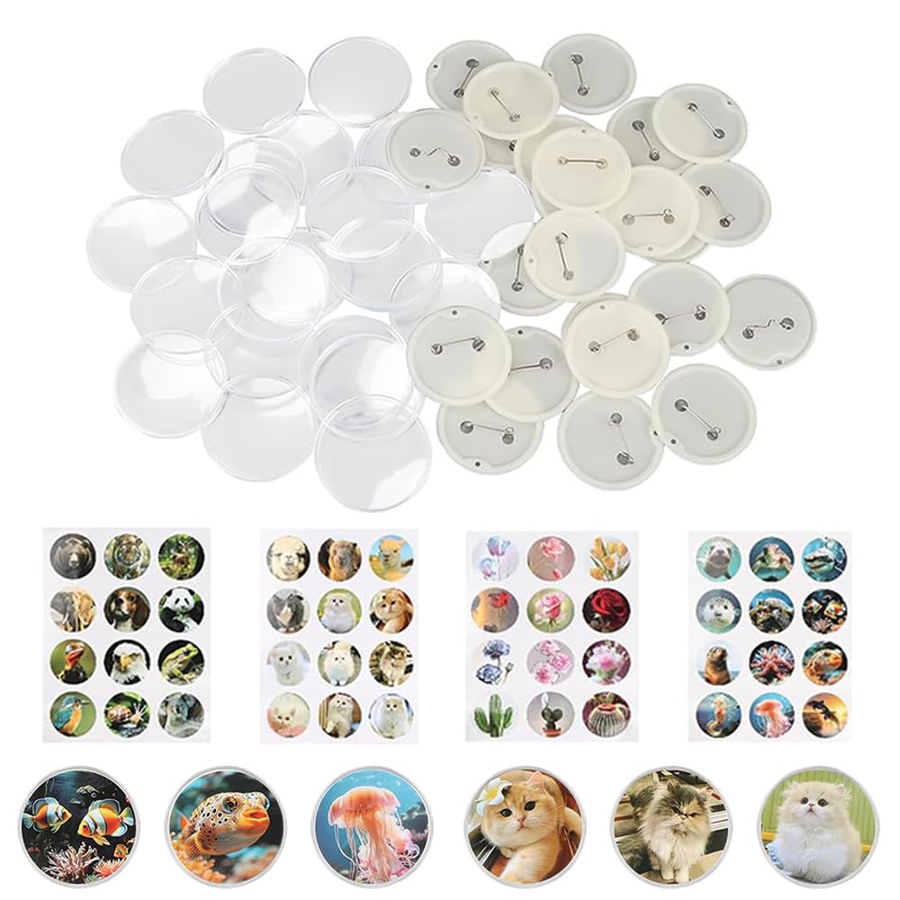 48 Pcs 55mm Button Badges Set – DIY Craft Pin Making Kit