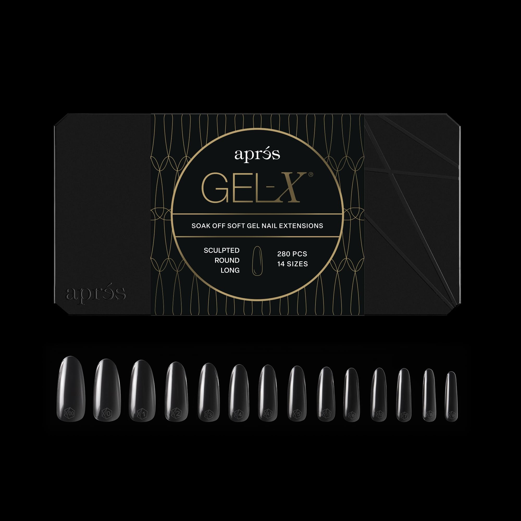Apres Gel-X Sculpted Round Long Soft Gel Nail Tips - 280 Tips, 14 Sizes
