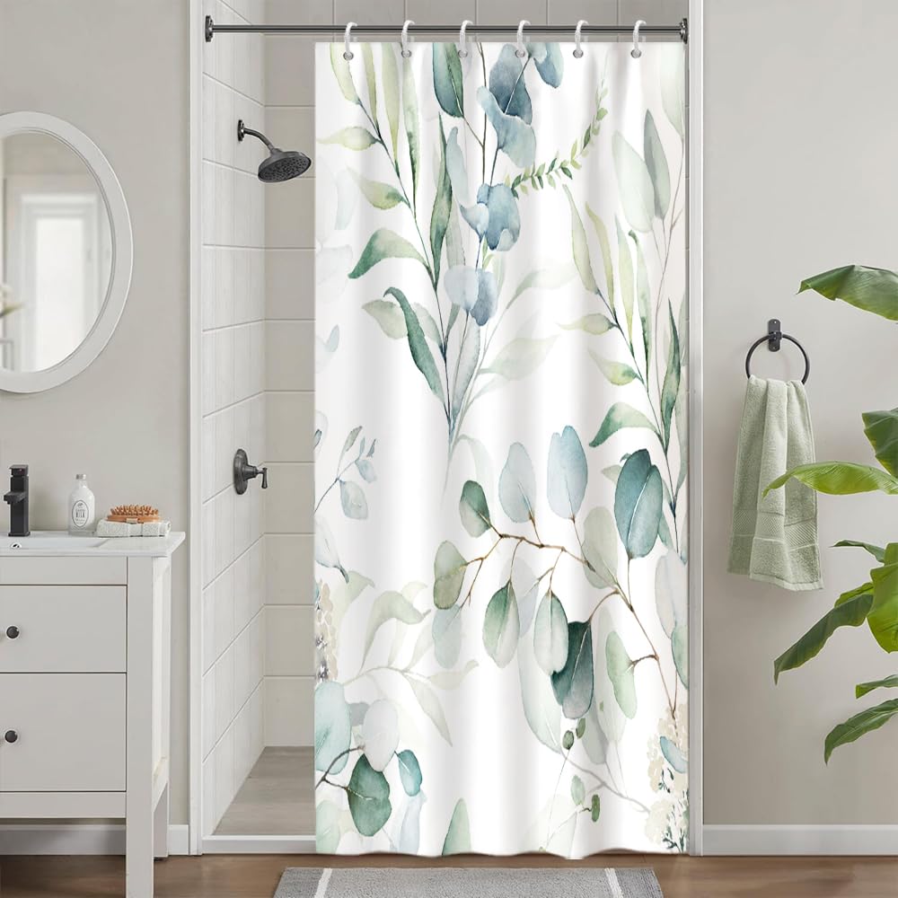 Eucalyptus Shower Curtain | Sage Green Floral Waterproof Fabric