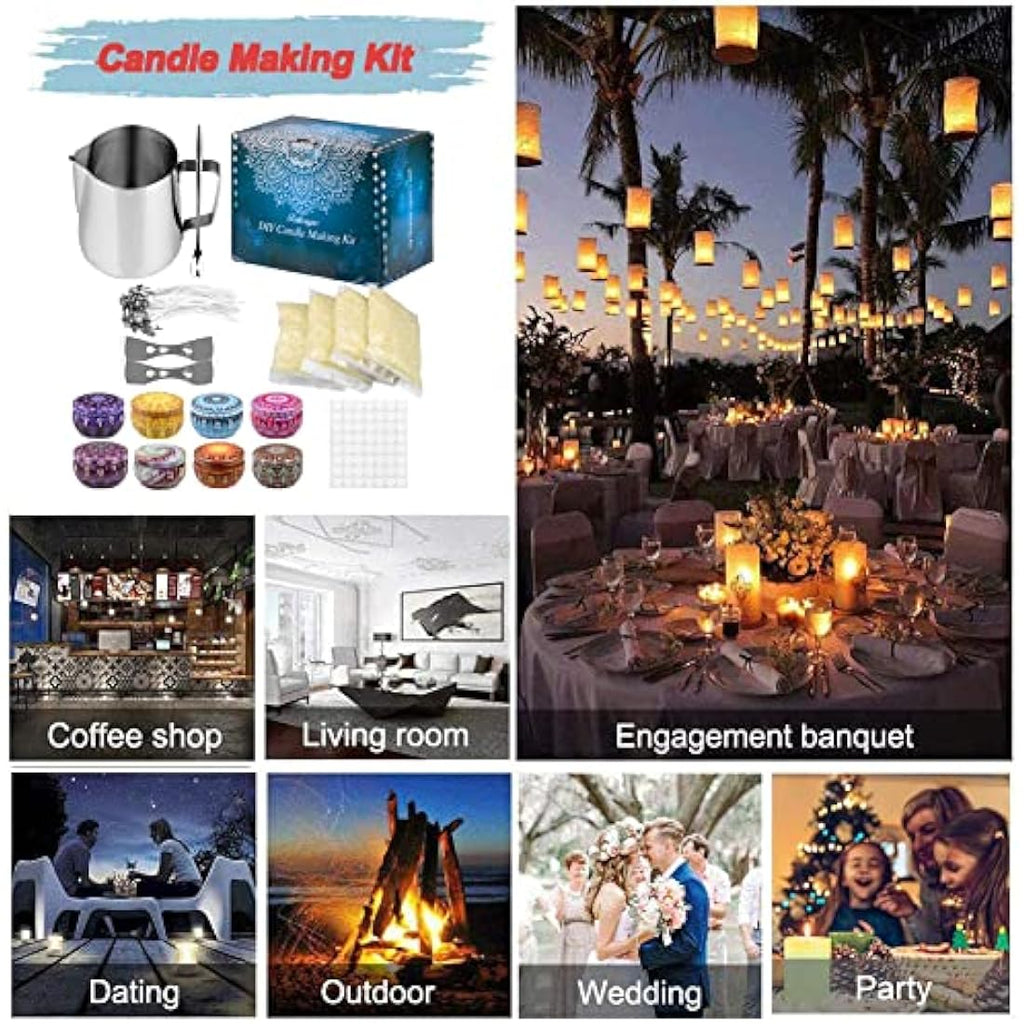 DIY Candle Making Kit – Soy Wax Beginner Set with 8 Tins