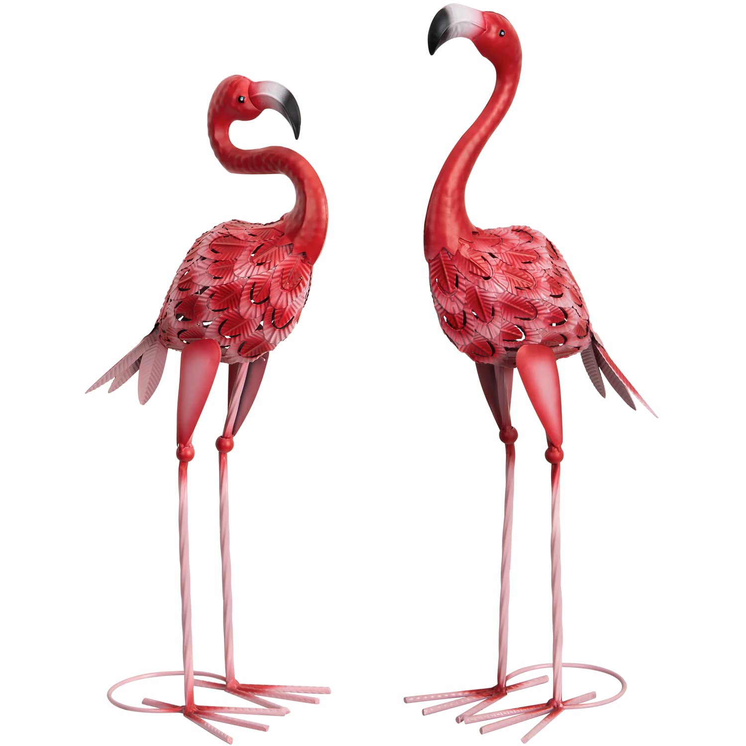 Metal Flamingo Garden Statues – Set of 2 Outdoor Yard Art