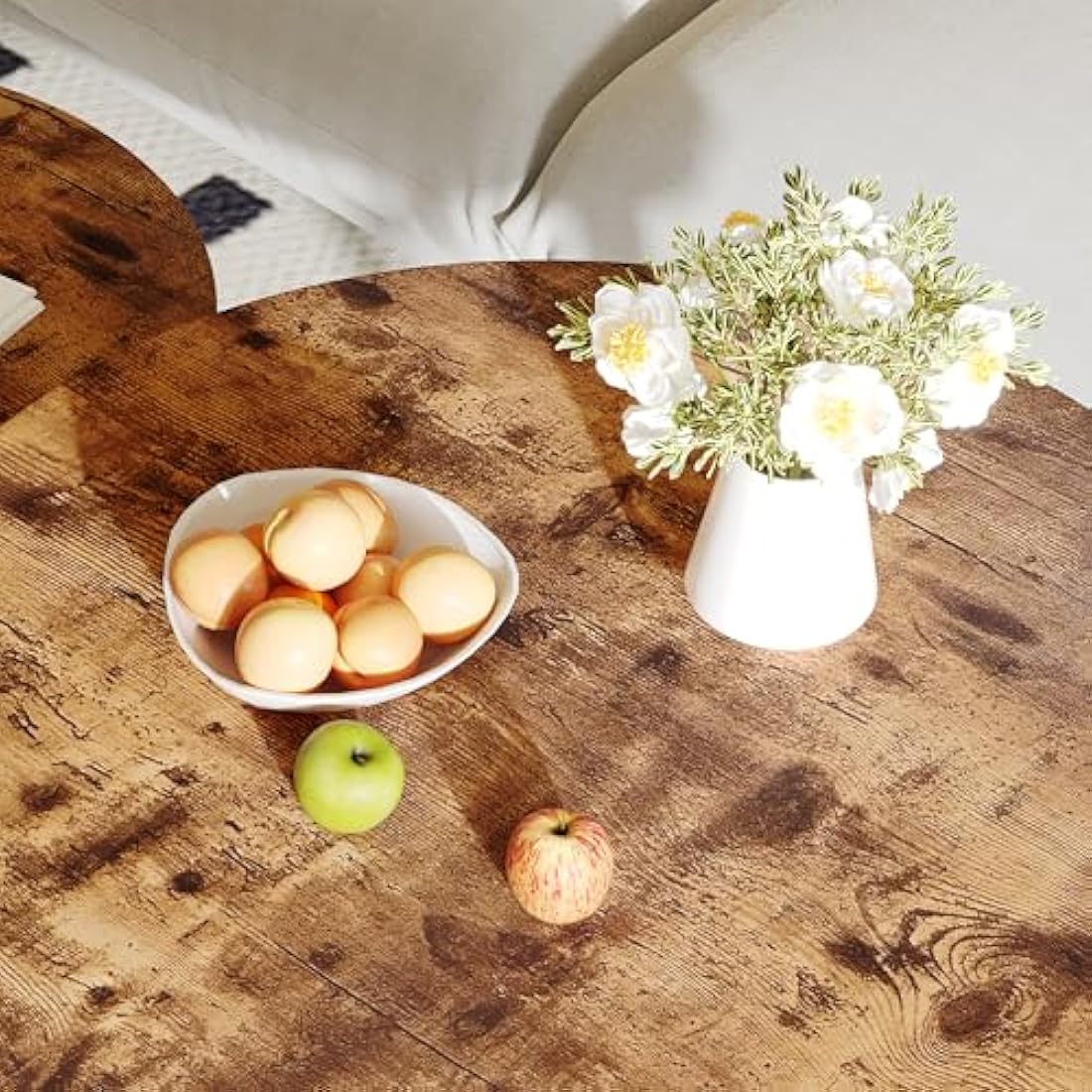Round Nesting Coffee Table Set of 2 – Rustic Brown Wood