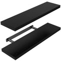 STOREMIC Floating Shelves - Set of 2 Black MDF Wall Shelves, 60cm