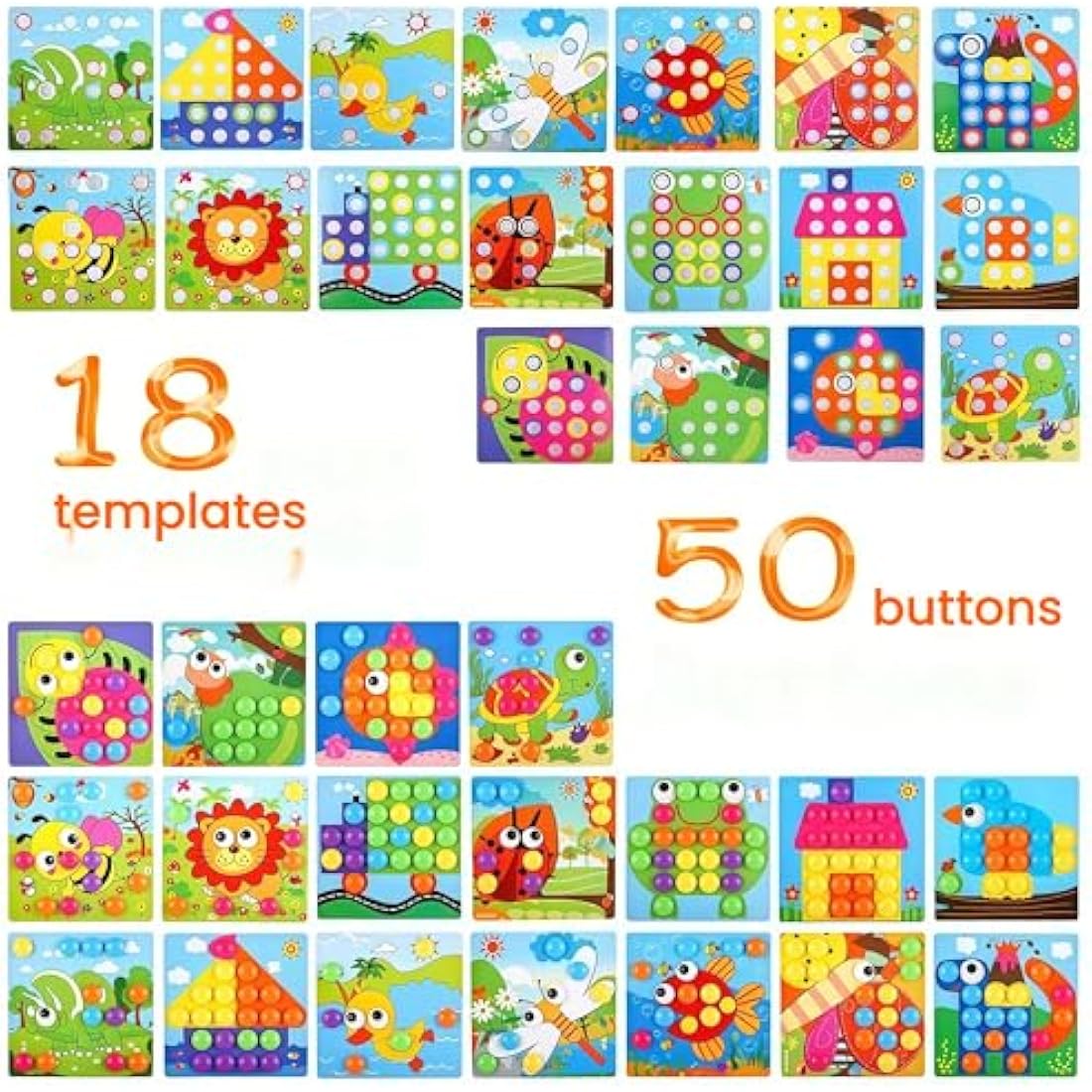 TINOTEEN Button Art Pegboard Puzzle - Toddler Color Learning Toy