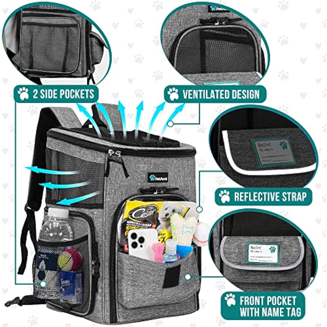 PetAmi Pet Carrier Backpack - Airline Approved Ventilated Cat & Dog Bag