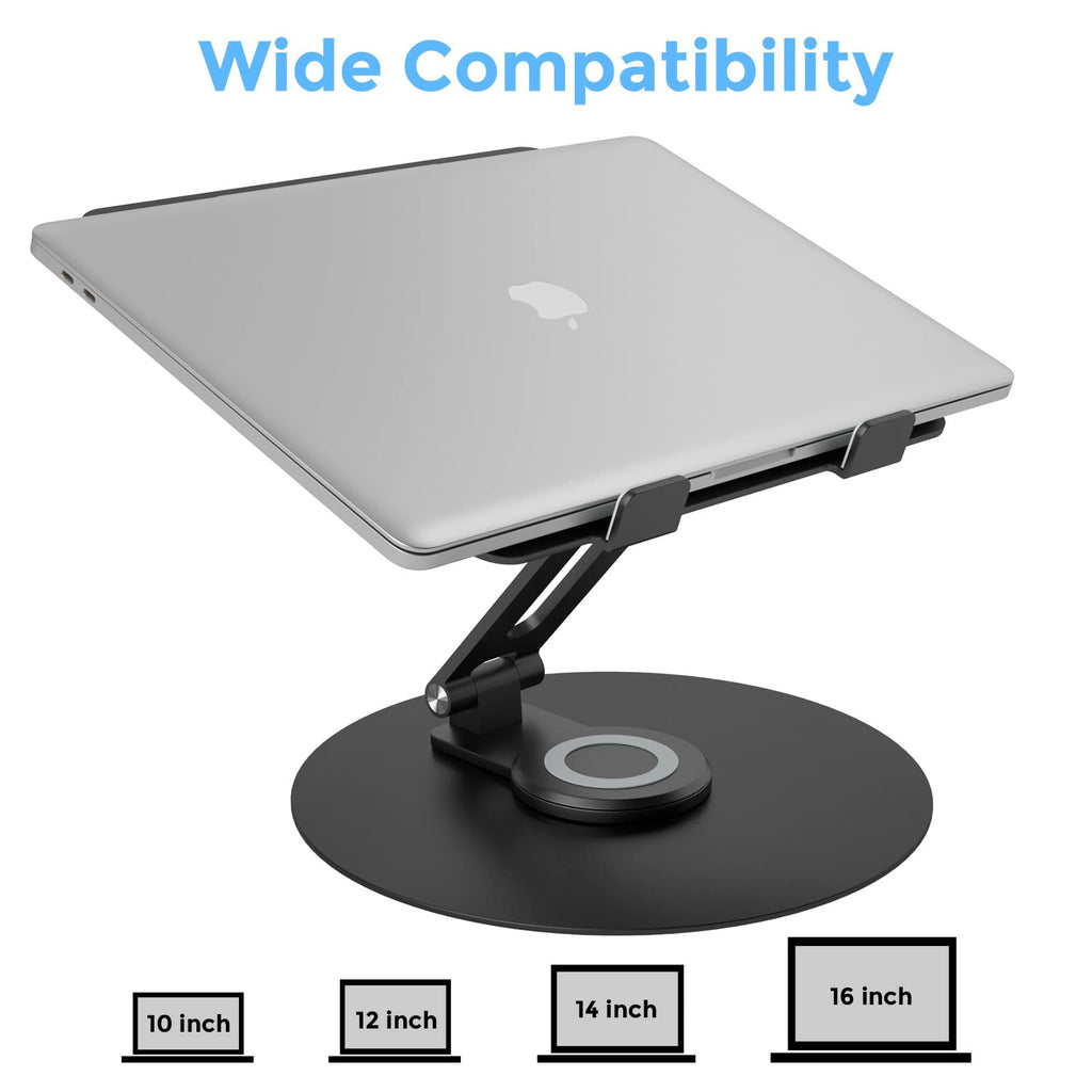 Swivel Laptop Stand for Desk, Adjustable Height Aluminum Computer Stand with 360 Rotating Base, Foldable Ergonomic Riser - image 3