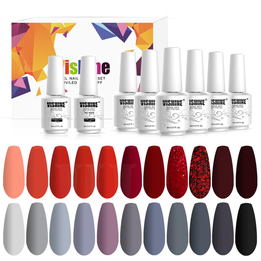 Vishine Gel Nail Polish Set | 24 Pcs Autumn Winter Shimmer Collection