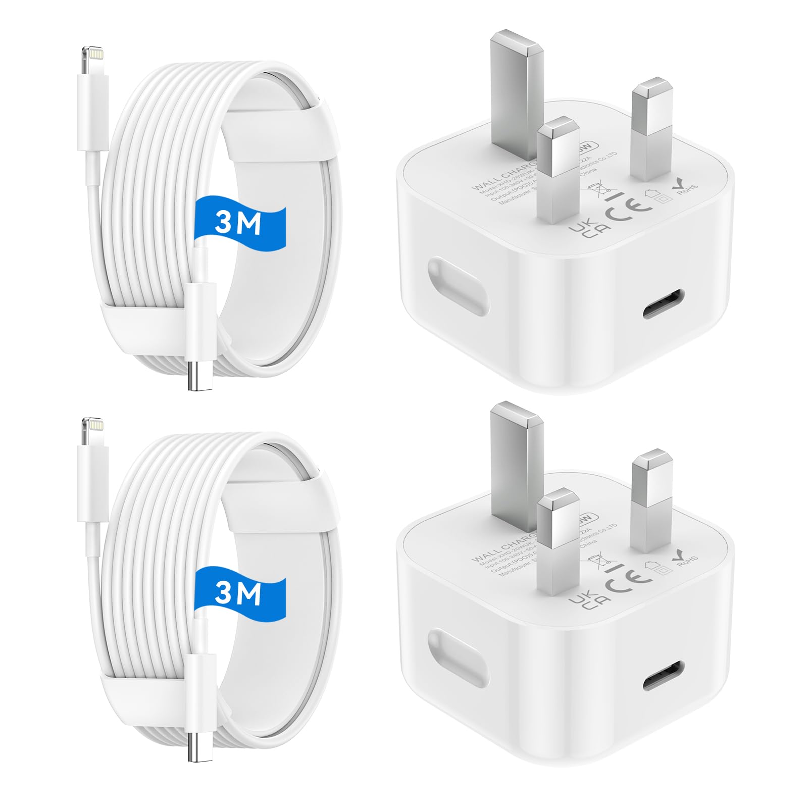 20W USB-C Fast Charger with 3M Lightning Cable for iPhone