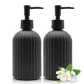 2-Pack Glass Soap Dispenser Set | 14oz Refillable Black Pump