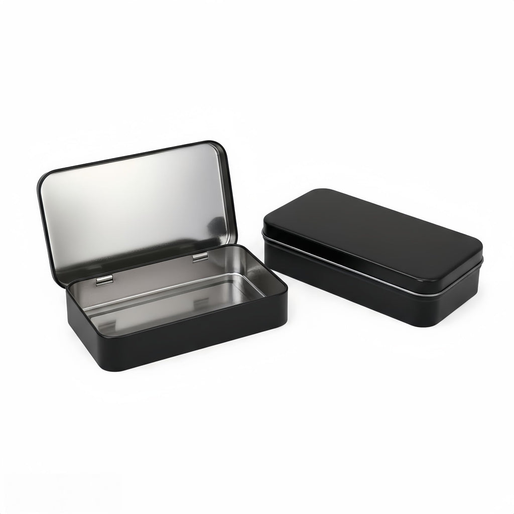 LJY Black Hinged Metal Tins, 2 Pack, 5.9 x 3.5 x 1.2 in - image 1