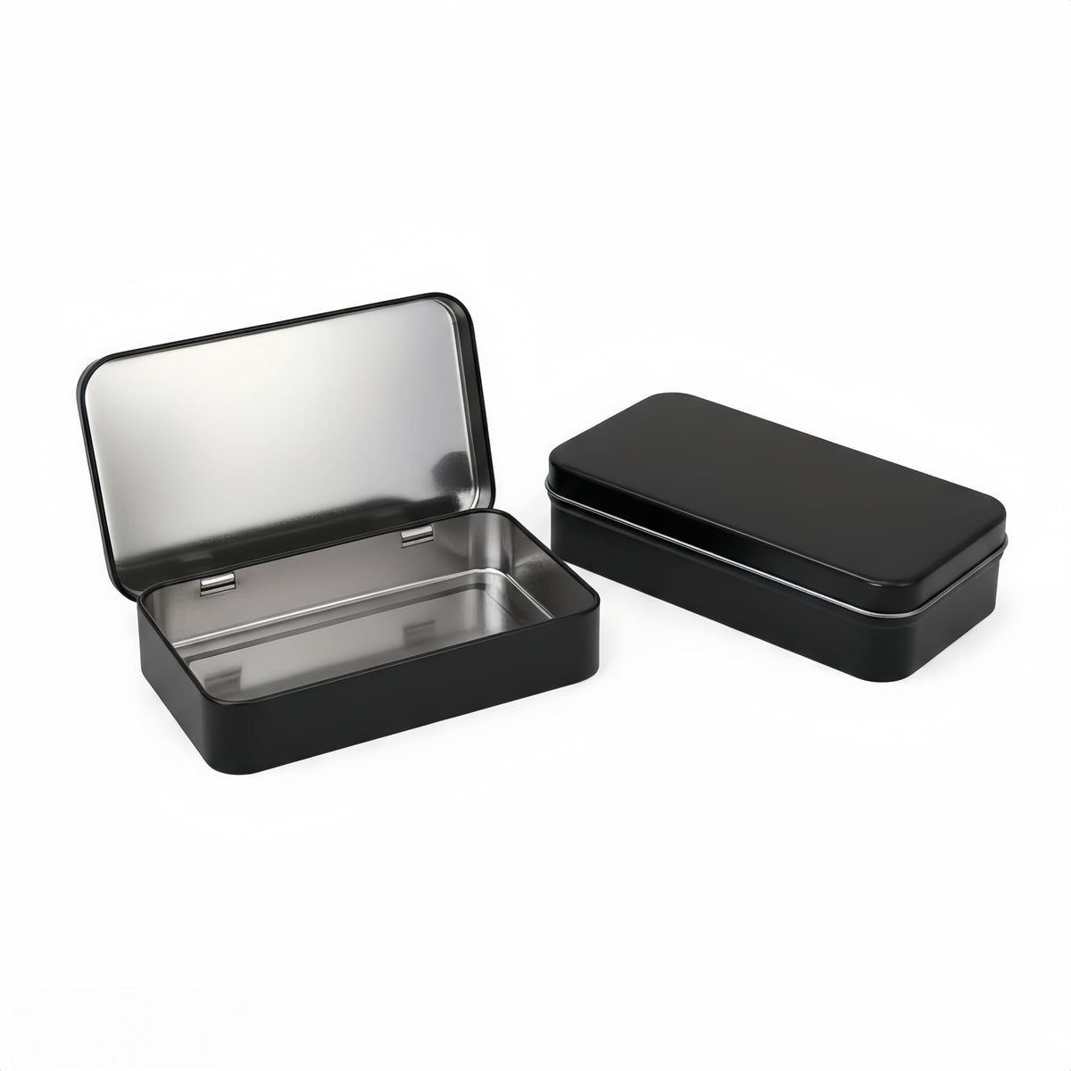 LJY Black Hinged Metal Tins, 2 Pack, 5.9 x 3.5 x 1.2 in - image 1