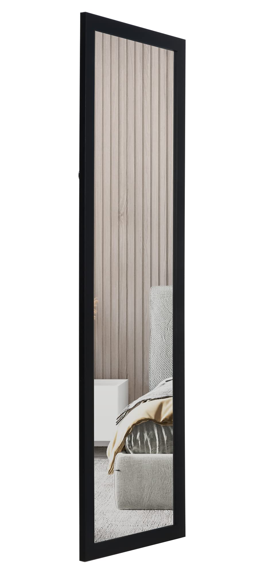 Jolof Store Full Length Wooden Wall Mounted Mirror - Black - 35x110cm