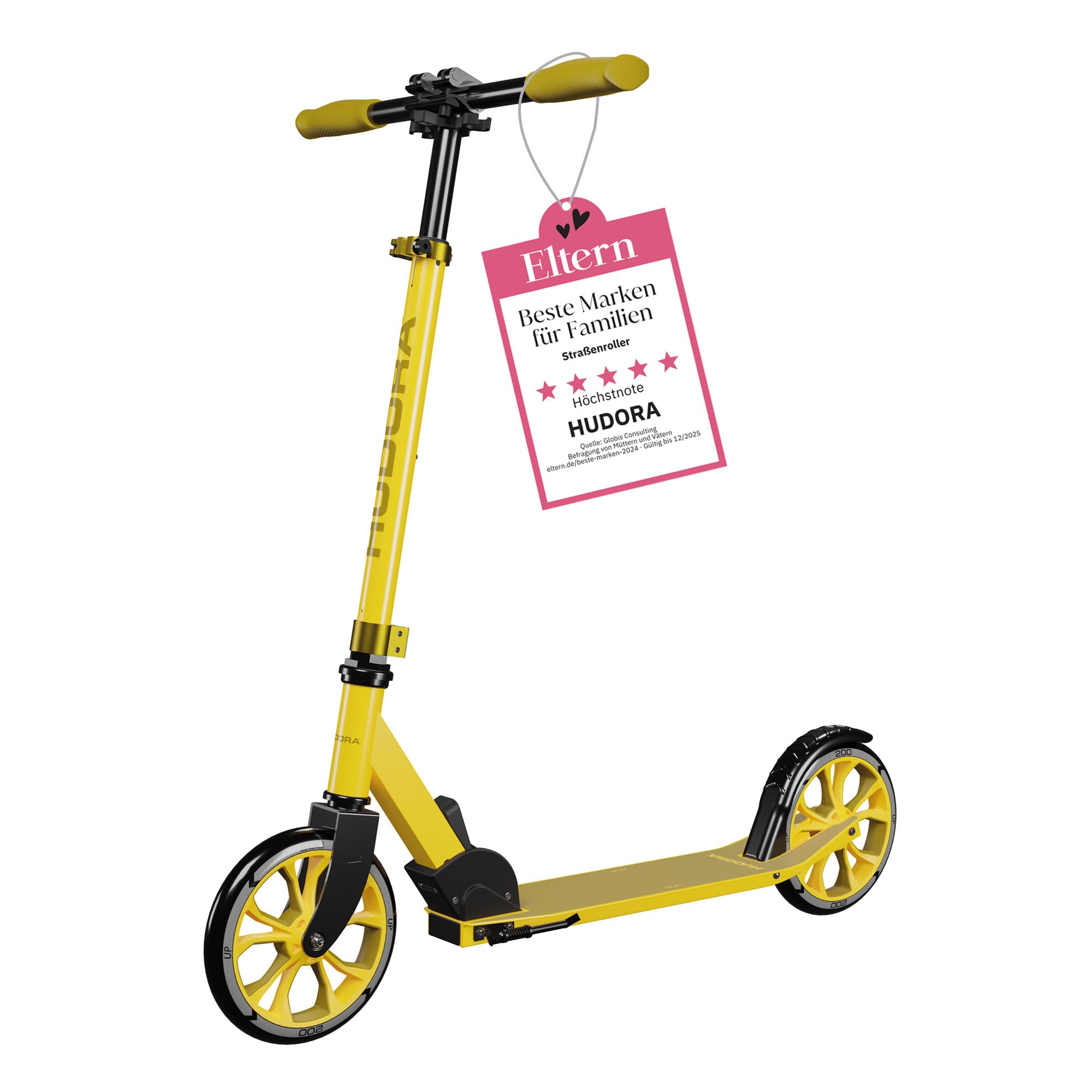 HUDORA Up 200 Foldable Kick Scooter – Height Adjustable Aluminium