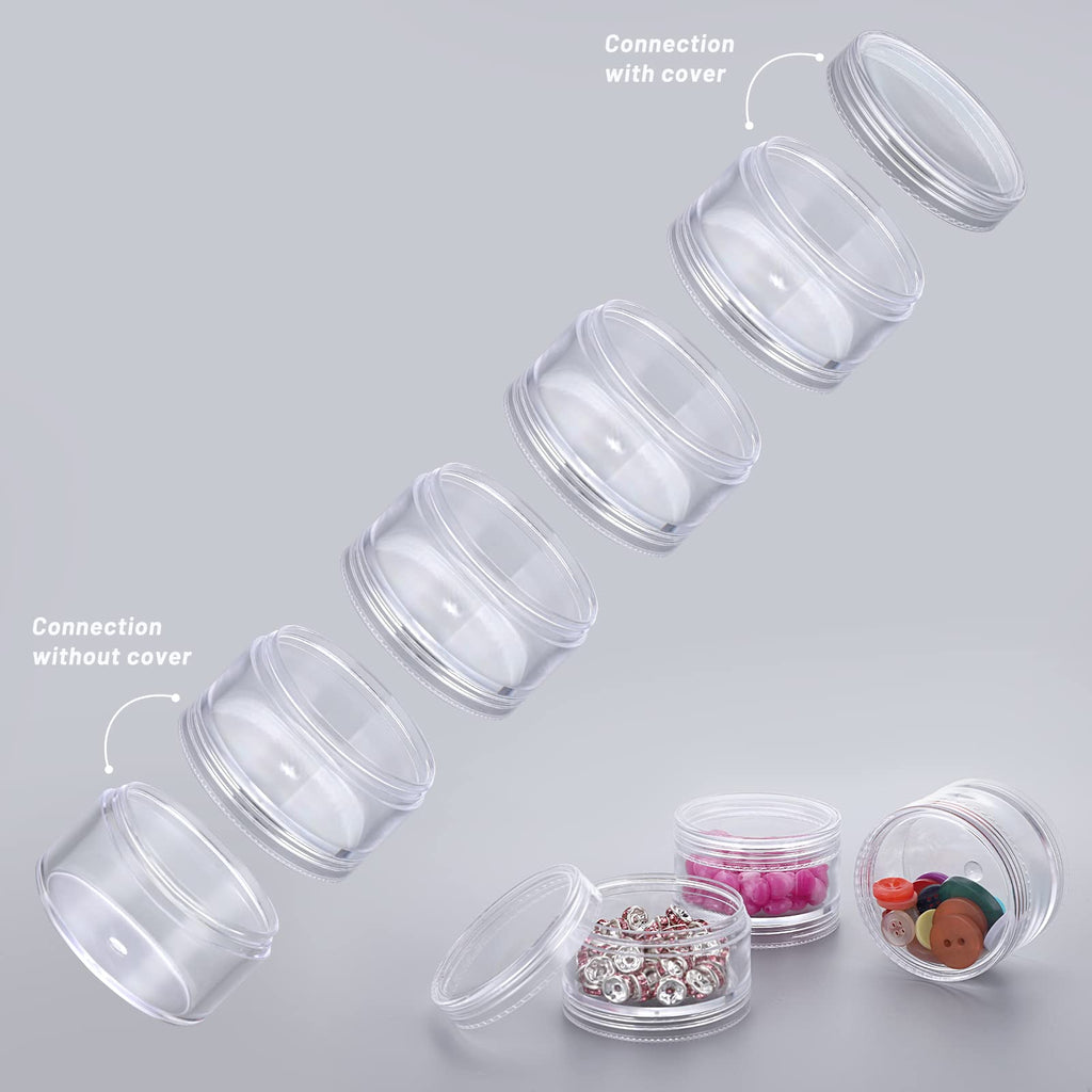 SUMTree 4 Packs 5 Slot Clear Plastic Round Storage Jars, Mini Jars, Large - image 5