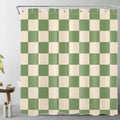 Plaid Shower Curtain – Green and Beige Geometric Polyester