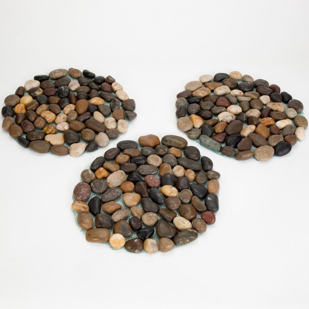 Bits and Pieces 12" Riverstone Round Stepping Stones – Set of 3