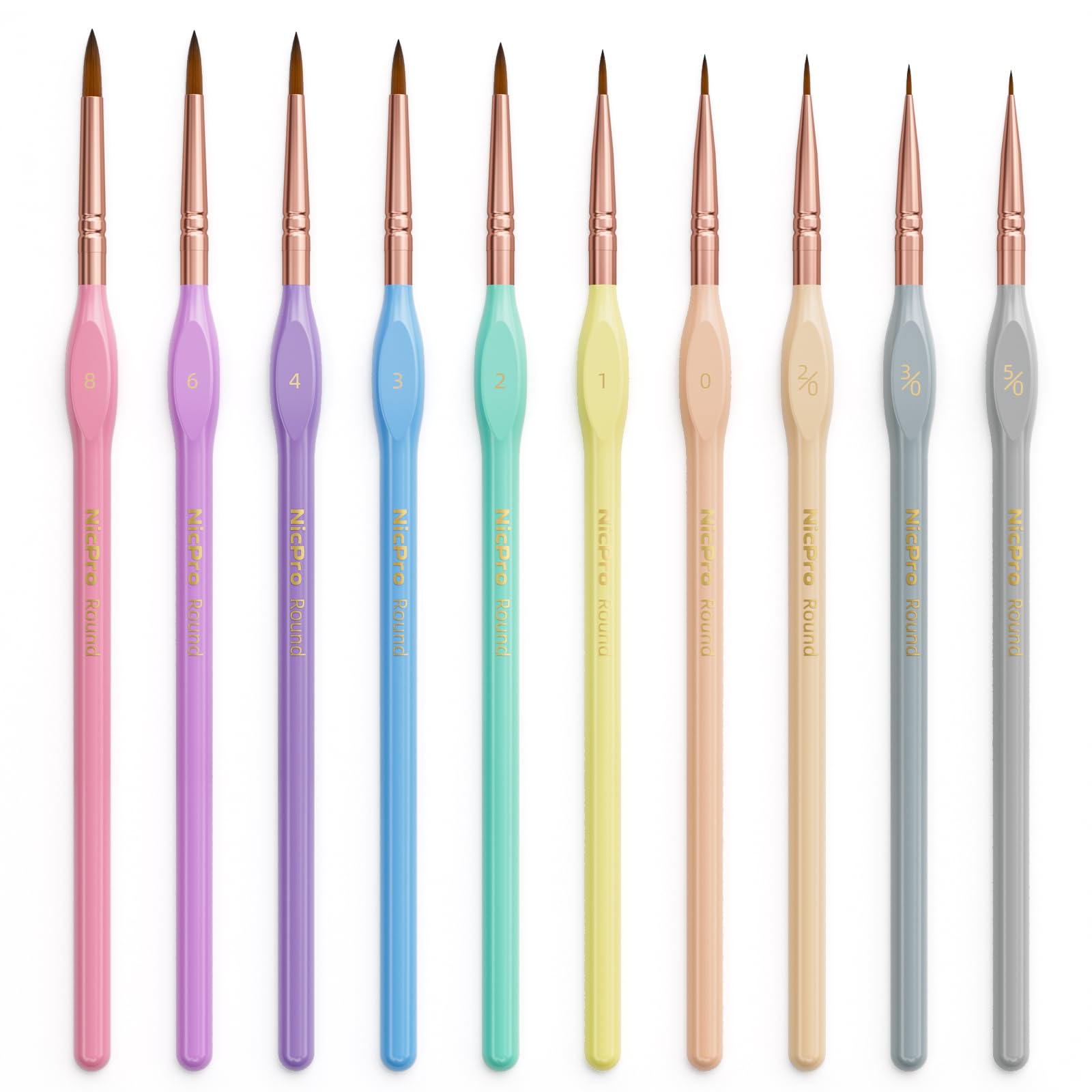 Nicpro 10PCS Micro Fine Detail Paint Brush Set | Pastel Miniature Brushes