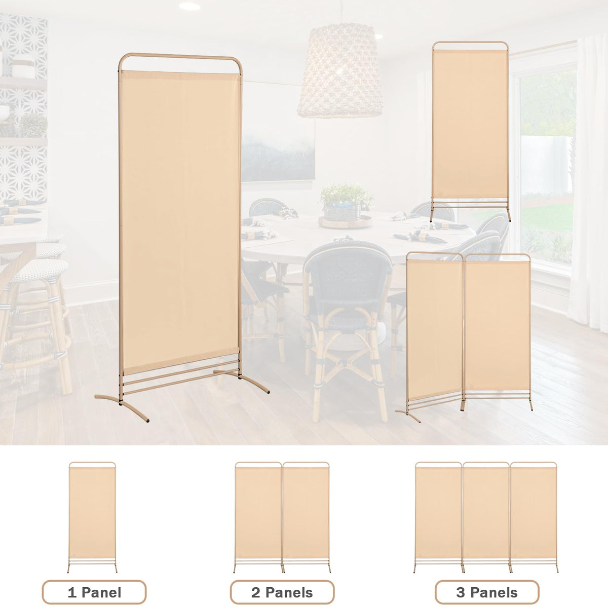 Angel Living 1 Panel Room Divider, Privacy Screen Composed of Polyester Fabric and Sturdy Iron Frame