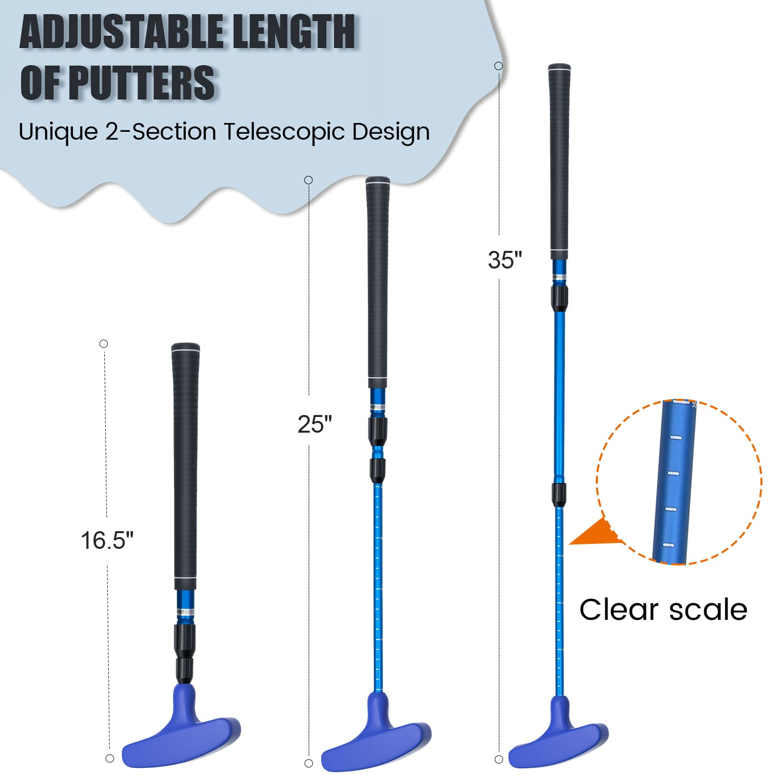 ToVii 2-Pack Telescopic Golf Putter – Adjustable Two-Way Mini Golf Clubs