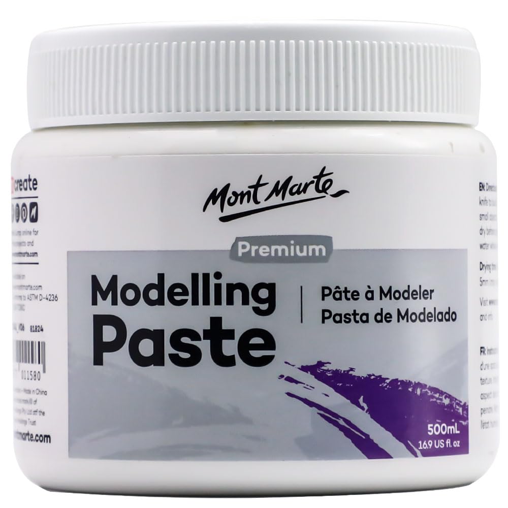 Mont Marte Modelling Paste 500ml – White Texture Paste for 3D Art