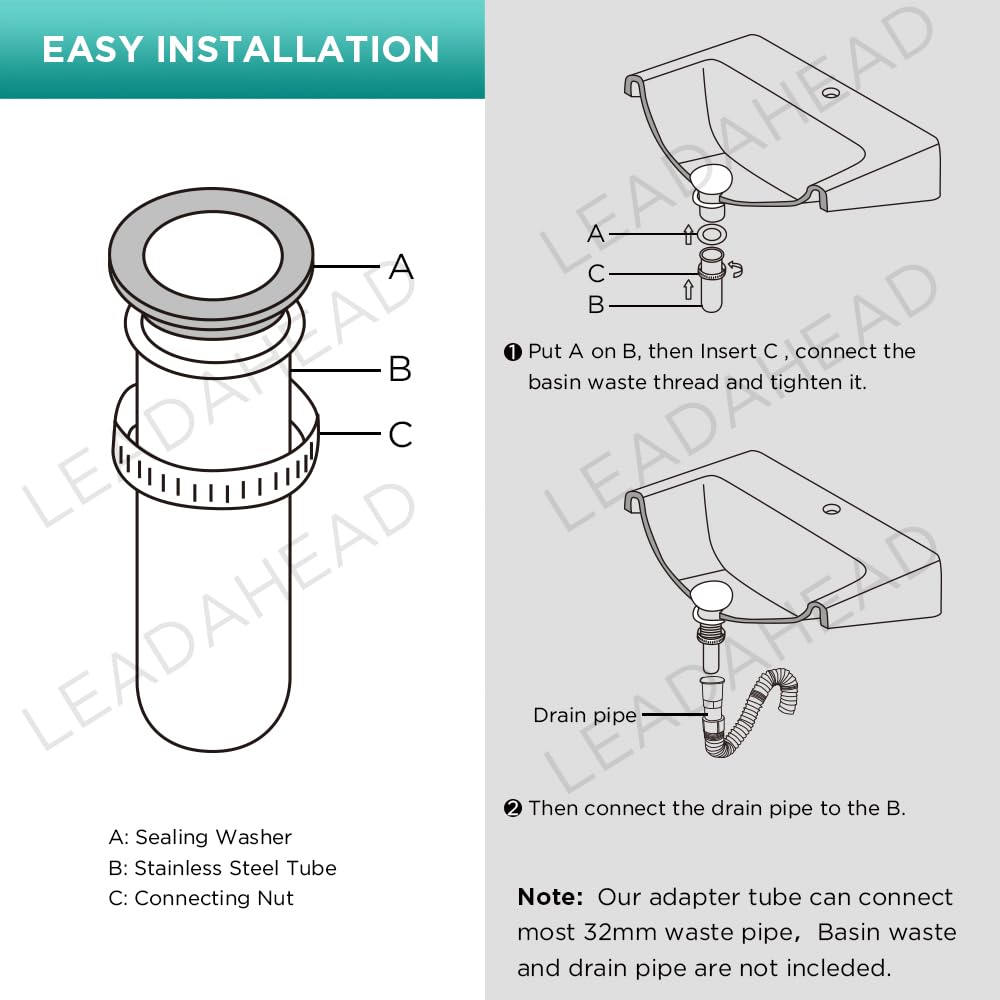 Waste Adapter Tube G1 1/4’’ 40mm to 32mm Matte Black - image 3
