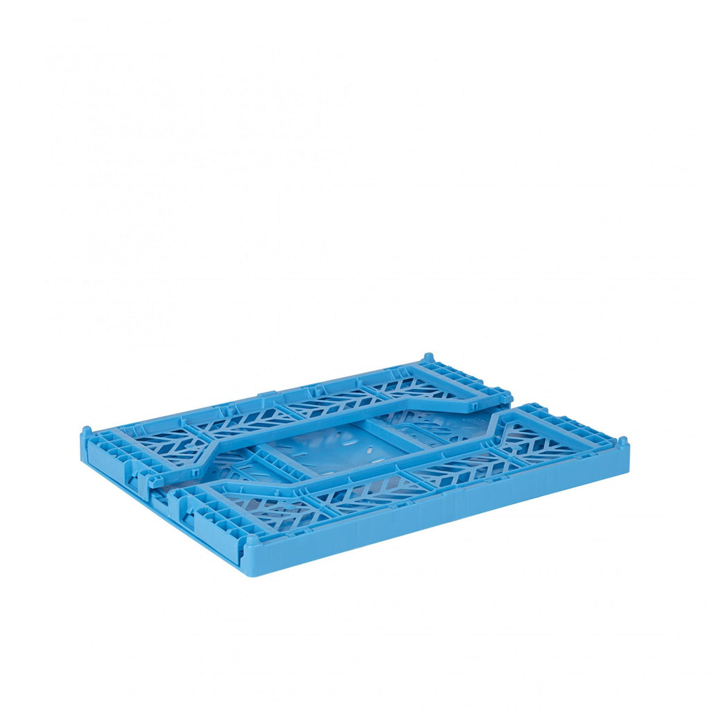 AYKASA Folding Crate, Sturdy Folding Box, Plastic, Stackable, Turquoise, Midi 40 x 30 x 14 cm