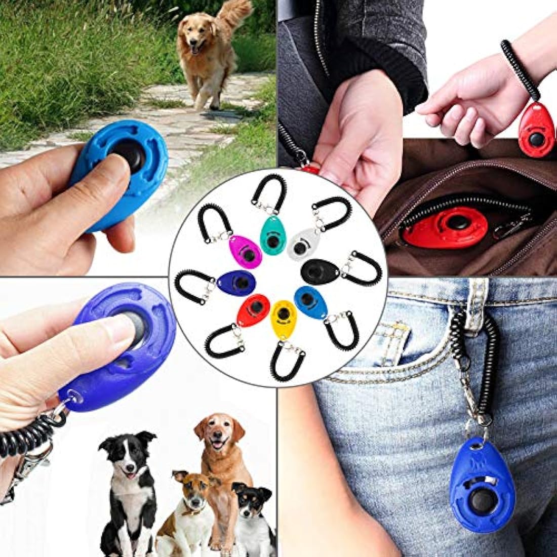 Bestomrogh Dog Training Clicker 8-Pack with Wrist Strap – Multi-Color
