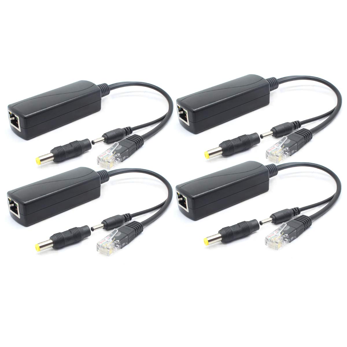 ANVISION 5V PoE Splitter 4-Pack | 48V to 5V 2.4A | IEEE 802.3af Compliant