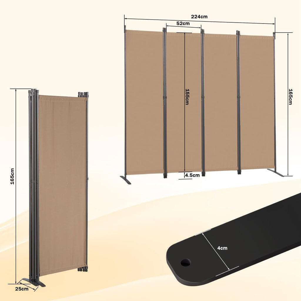 Angel Living 4 Panels Folding Room Divider, Privacy Screen Composed of Polyester Fabric and Sturdy Iron Frame - image 3