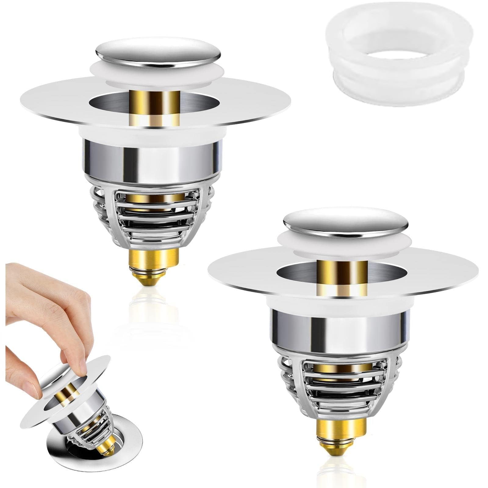 Jolof Store Universal Sink Plug – 2 Pack Pop Up Copper Drain Stopper