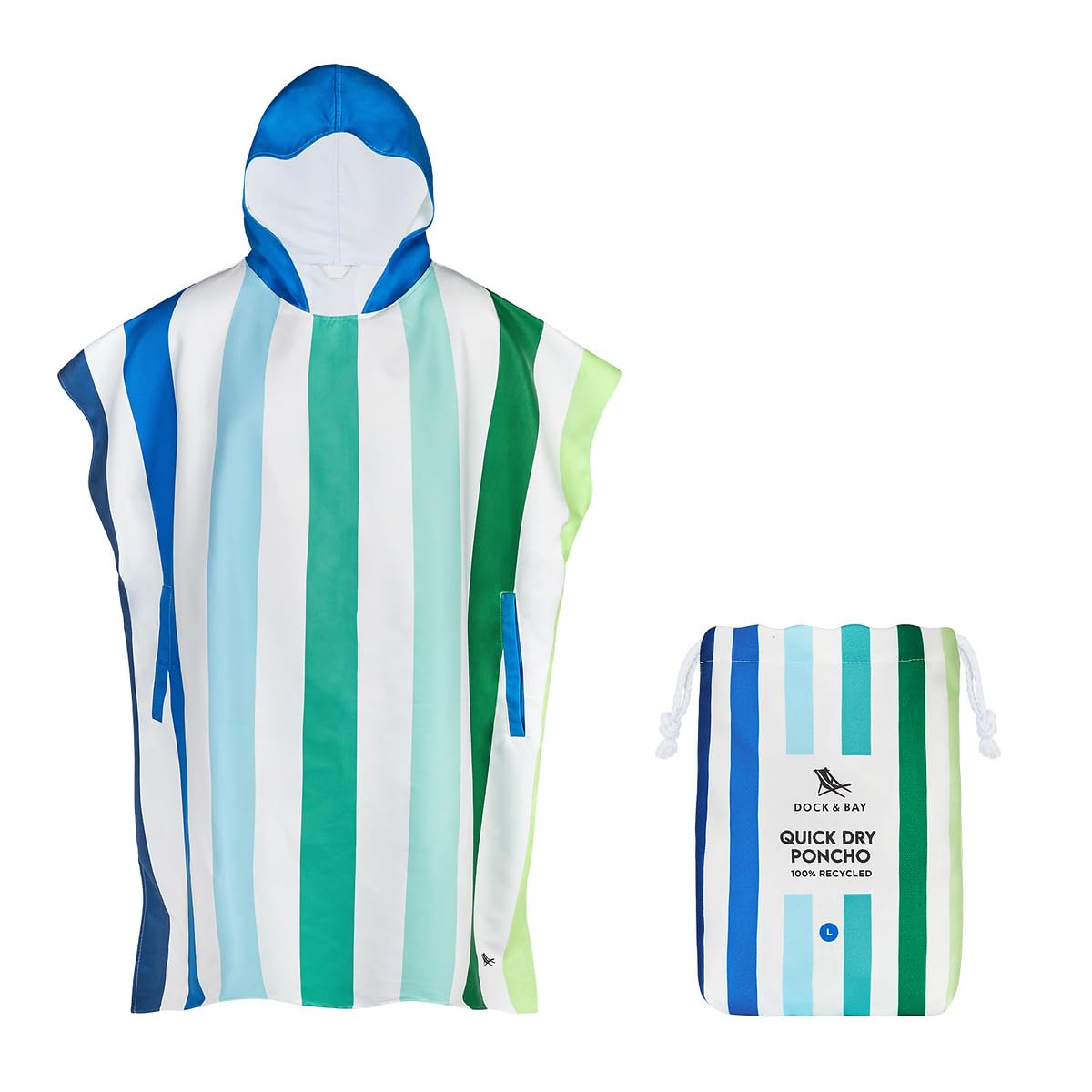 Dock & Bay Adult Beach Poncho | Quick Dry Hooded Changing Robe - Large