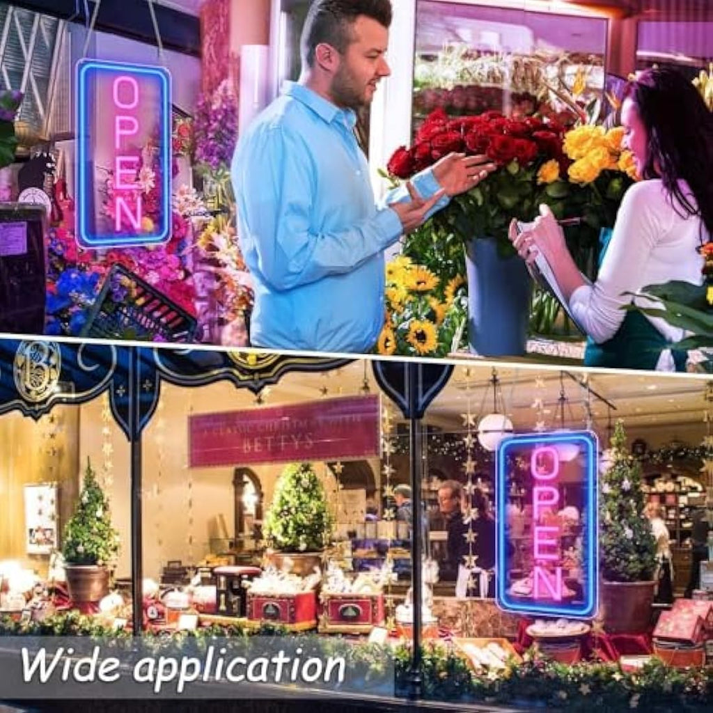 LightingWill LED Neon Open Sign – Dimmable 16x9 Vertical Business Sign