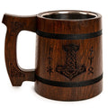 Teslyar Viking Beer Mug – 20oz Handcrafted Oak Wood & Stainless Steel