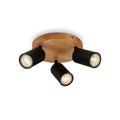 Briloner Vintage 3-Light Ceiling Spotlight – Wood & Matte Black