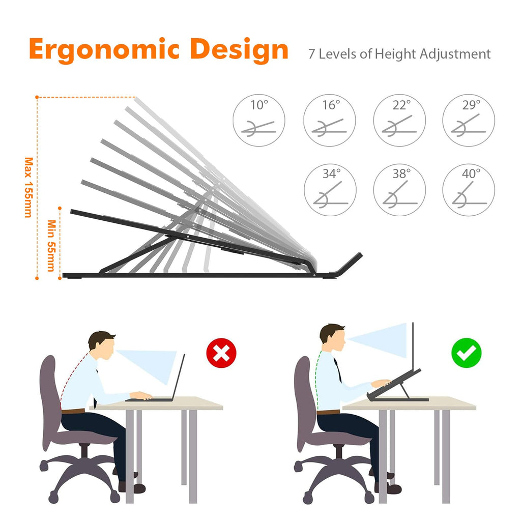 GRIFEMA Laptop Stand for Desk, Aluminum Laptop Riser 7-Angle Adjustable - image 2