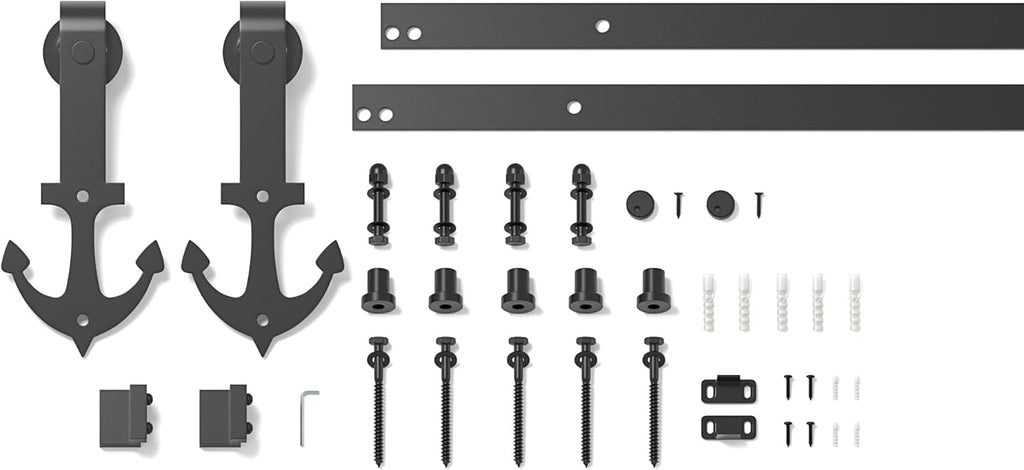 SANKEYTEW 5FT Sliding Barn Door Kit | Heavy Duty Anchor Track Black