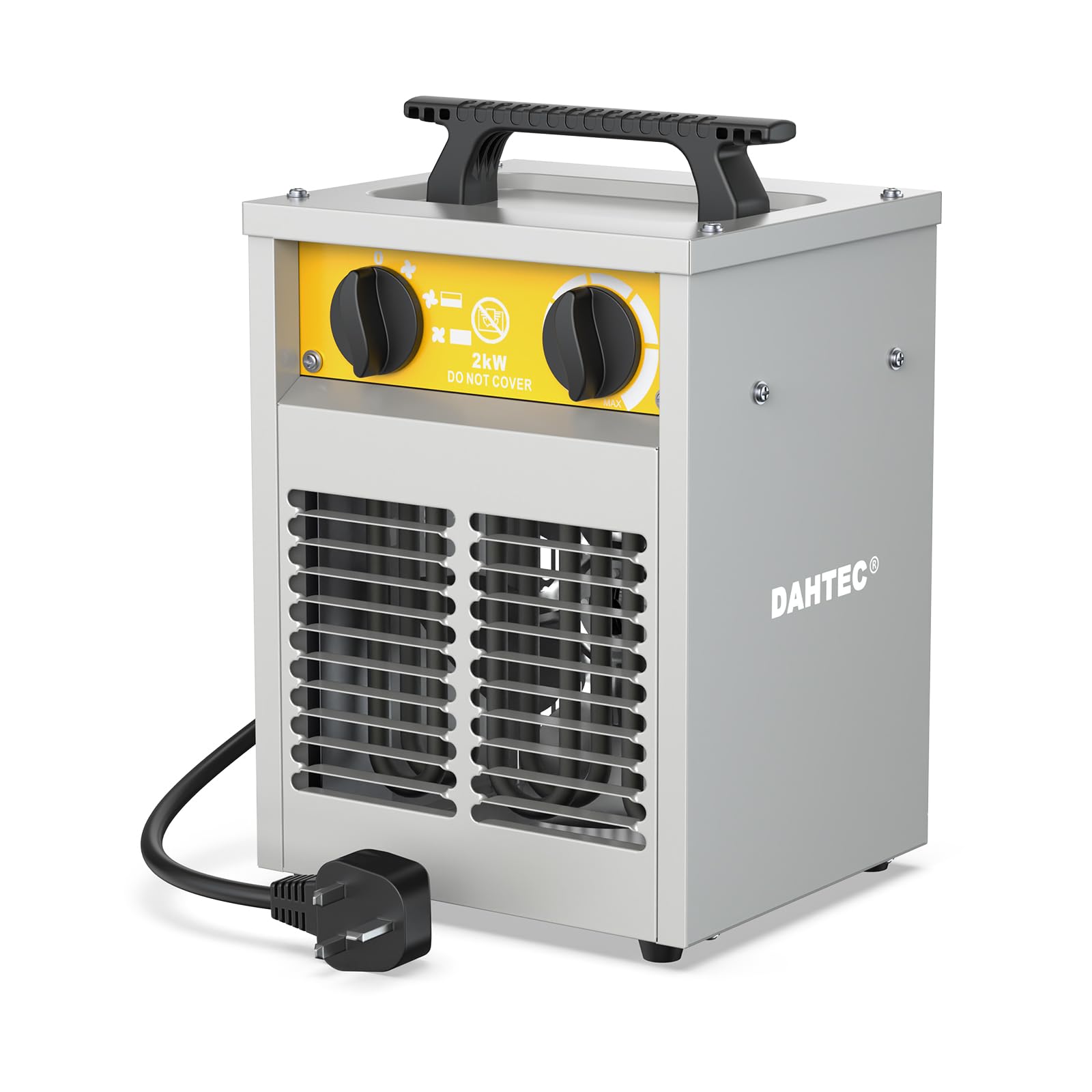 DAHTEC 2000W Industrial Electric Fan Heater – Portable Steel Casing