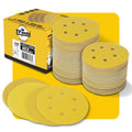 Jolof Store 6 Inch 6 Hole Sanding Discs - 100 Pack Mixed Grits Gold