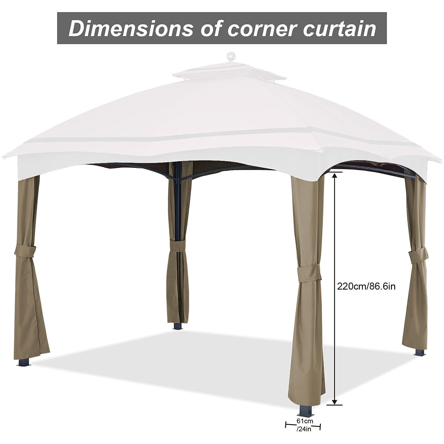 ABCCANOPY Replacement Corner Curtains for Lowe's 10x12 Gazebo, Khaki