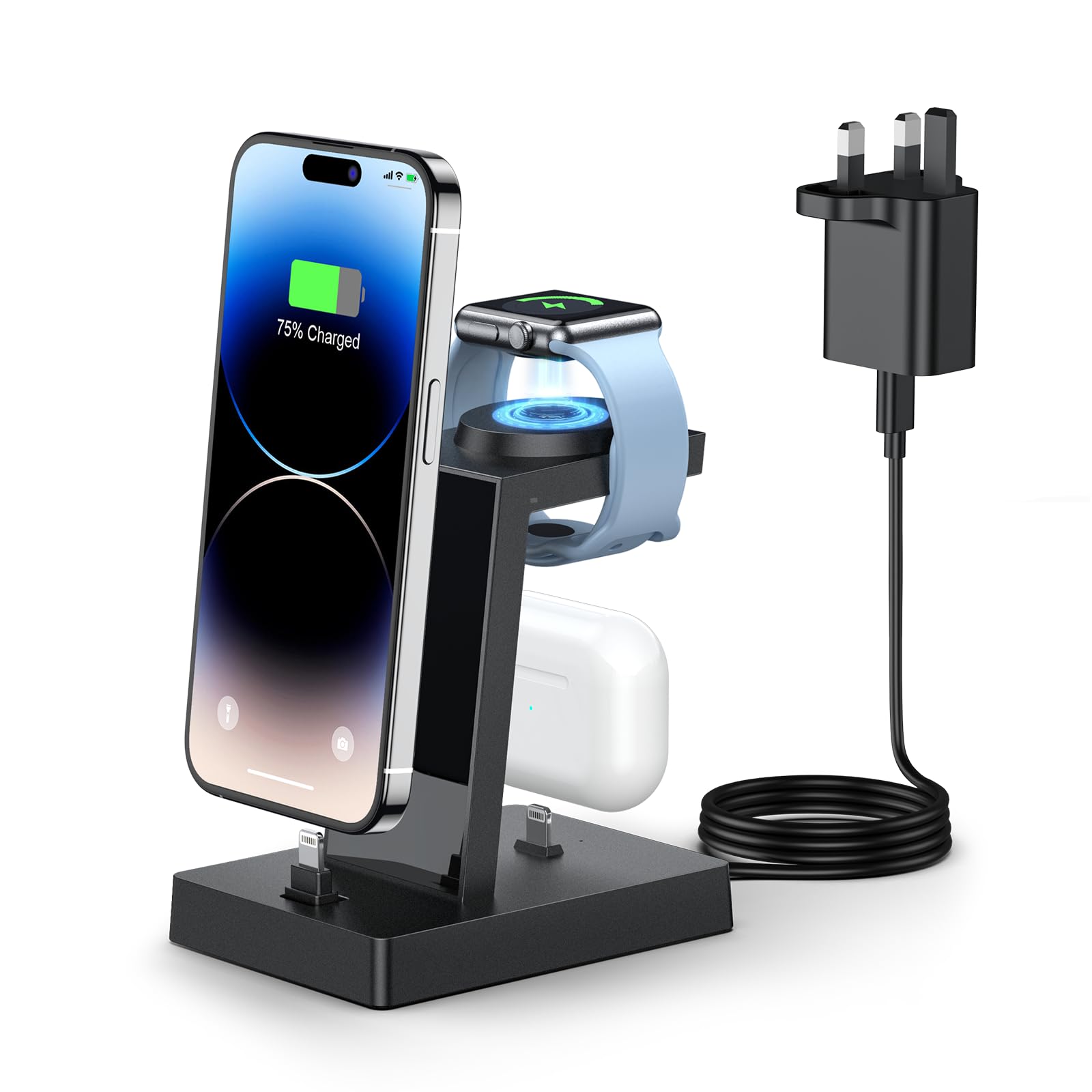 ADADPU 3-in-1 Charging Station with 30W USB-C Plug for iPhone & iWatch