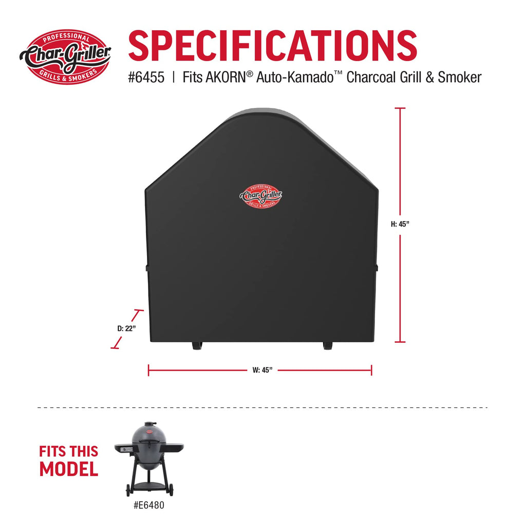 Char-Griller AKORN Auto-Kamado Grill Cover – Heavy-Duty Weatherproof Black