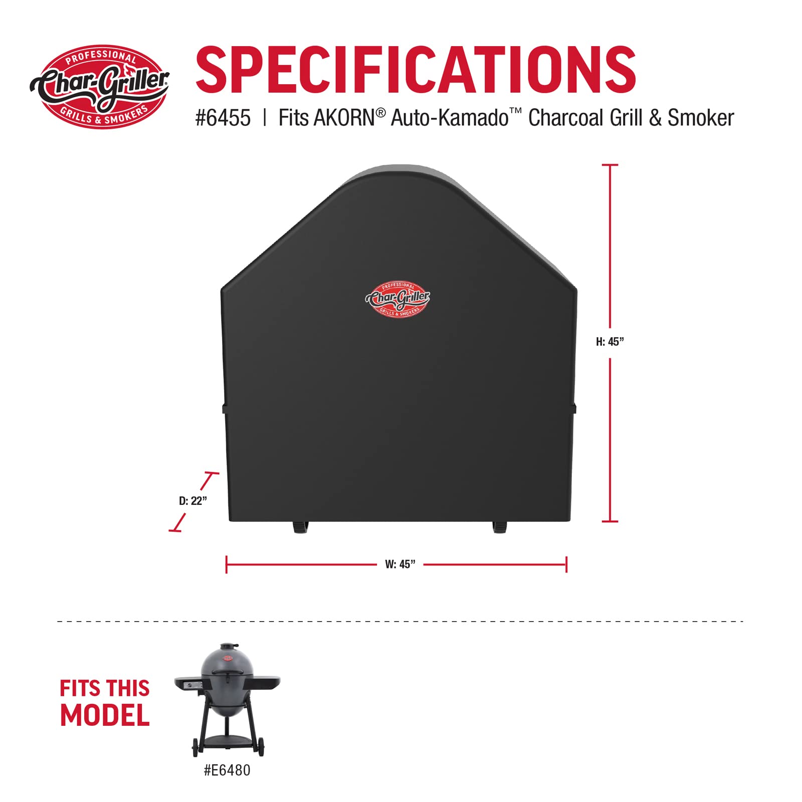 Char-Griller AKORN Auto-Kamado Grill Cover – Heavy-Duty Weatherproof Black